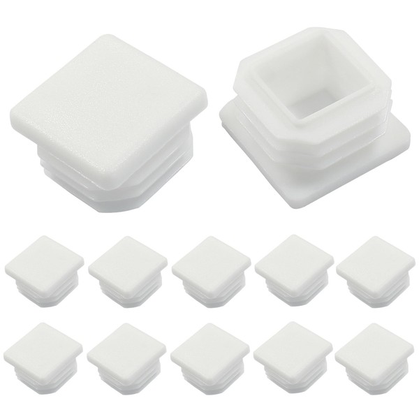 Hordion 12 Pcs 1" Square Plastic Plugs, White Tubing End