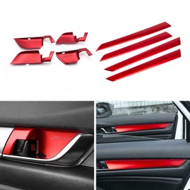 Xotic Tech Inner Door Handle Bowl + Door Panel Strip Cover Trim, Sporty Red, Compatible with Honda Accord 10th Gen 2018-2022