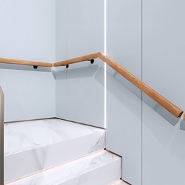 Wooden Handrails, 1-20ft Non-Slip Staircase Handrail, for Home Garden Corridor Lofts Kindergarten Guardrail Decking Railings, Wall Mounted Barrier-Free Staircase Grab Bar for Elderly (Size : 2ft)