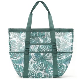 Irunfast Large Mesh Beach Bag, 35L Extra Large Mesh Tote Bags for Women Lightweight and Foldable Summer Beach Bags with Zip Reusable Shopping Bag for Picnic Gym Holiday Travel