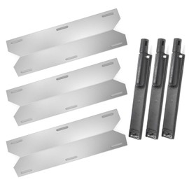 Hongso Heat Plate Shields and Burners Replacement Parts for Jenn Air 720-0061 720-0061-LP 720-0099 720-0099-NG 720-0171 730-0171 Gas Grill, Part Numbers 80001254 80000431 NGCHP2, Repair Kit 3 Pack