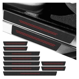 GAOLAOSY Car Door Sill Protector, Anti-Scratch Automotive Doors Threshold Strip Sticker, Waterproof Trunk Door Entry Edge Guard, Carbon Fiber Decoration Trim Cover for Car, SUV, Truck (Red-9PCS)
