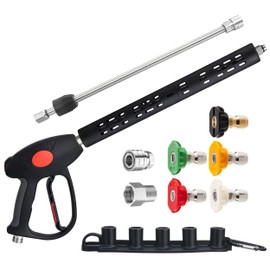 M MINGLE M MINGLE Replacement Pressure Washer Gun with Extension Wand, M22 15mm or M22 14mm Fitting, 5 Nozzle Tips, 40 Inch, 4000 PSI