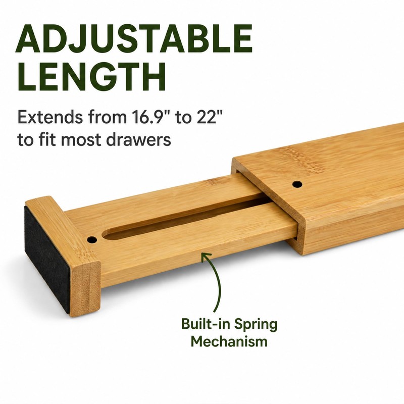 Dzueo 6 Pack Wood Drawer Dividers - Expandable Wooden Drawer
