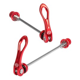 Chooee - Juego de brochetas de liberación rápida para Bicicleta de montaña y Bicicleta de Carretera (Rojo y Negro)
