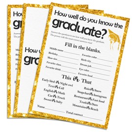 Graduation Game Card Class of 2025, 20 Pcs How well do you know the graduate Game Cards, 2025 Graduation Games for Senior High School College Graduation Party Activities and Decorations (5 x 7In)- A05