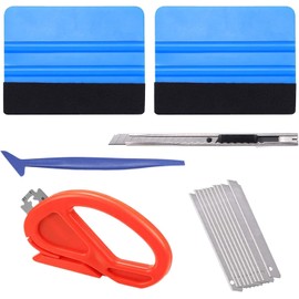 HENWUBEI 15 PCS Vehicle Vinyl Wrap Window Tint Film Tool Kit, Car Window Film Tinting Tools, Vinyl Wrap Kit Includes Felt Squeegee, Blades, Membrane Cutter, Edge Trimming Squeegee (Blue)
