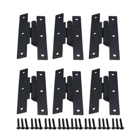 QCAA Black Steel Hinge Offset for Cabinet Door, 3/8", Matte Black, 6 Pack, Made in Taiwan