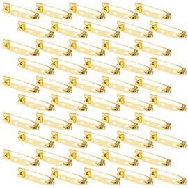 Shapenty Metal Brooch Pins Backs Name Badge Bar Locking Pins for Jewelry Making Corsages Costume Sewing Craft Project Business Christmas Ornaments Gift Safety Clasp, 50PCS (Gold, 25mm)