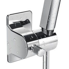 Zikenis Shower Holder, No Drilling, Suction Cup with 360° Rotating Shower Holder for Shower Head, Adjustable Shower Holder, Bathroom Suction Cup for Wall Rail, for Long-Term Use in Bathroom, Silver