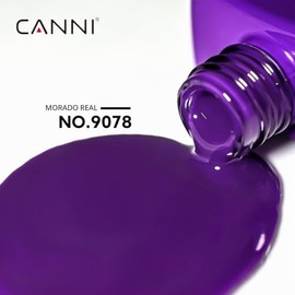 CANNI - Esmalte de uñas en gel morado oscuro, 1 pieza de esmalte de uñas en gel de color morado neón de alto brillo