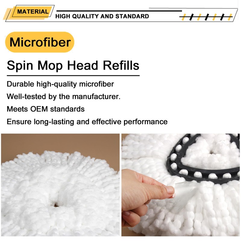 6 Reusable Absorbent Pads + Spare Mop Head-Compatible with Vileda