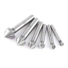 6pcs High Speed Steel Round Shank 3-Flute Countersink Cutter Bits Chamfering Tool