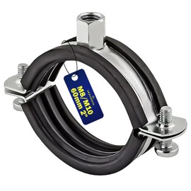 Reinforced Pipe Clamp M8/M10 with Rubber Gasket and with Diameter Ø60 mm or 2" - Warranty 10 Years - MONTERAL