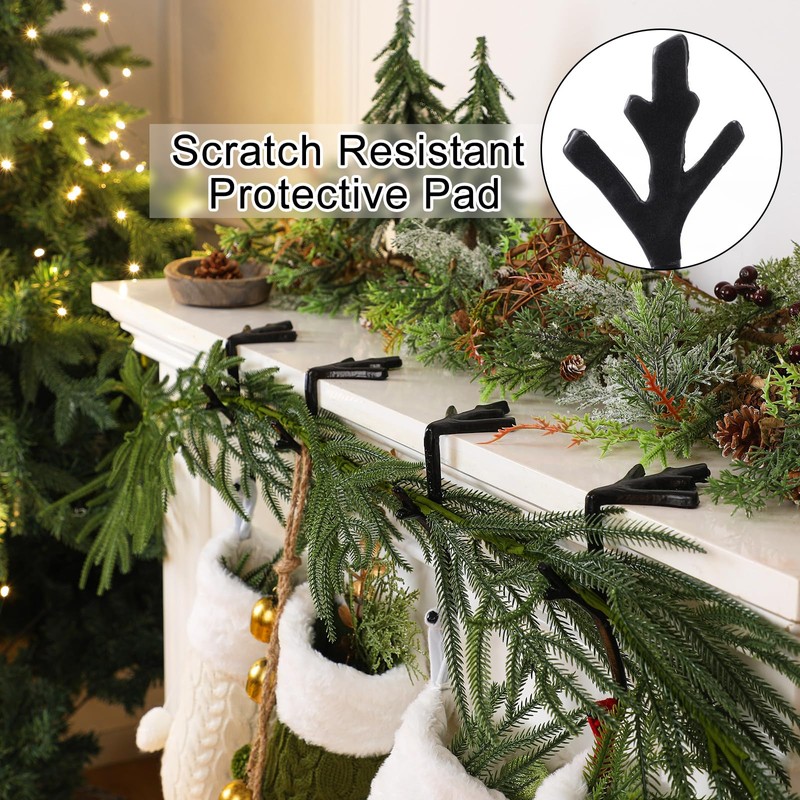 Vicenpal 4 Pcs Fireplace Stocking Garland Hanger for Mantel 2