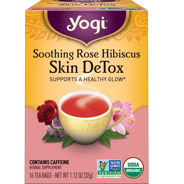 Yogi Tea - Soothing Rose Hibiscus Skin DeTox (6 Pack) - Supports a Healthy Glow - 96 Tea Bags