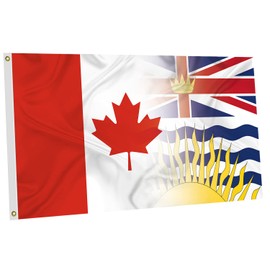 Canada British Columbia Flag 3x5 Ft, Made of Glossy Fabric -Silk - Vivid Color and Fade Proof,Double Stitched Printed Canadian Province Flags Decoration Gift Yard House Banner