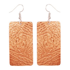 NEW! Touchstone Indian Bollywood Fashion Handcrafted Pretty Hand Embossed Geometric Rectangular Shape Light Weight Designer Jewelry Earrings In Copper Tone For Women.