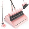 KZKR Pink Broom and Dustpan Set with Adjustable Handle for