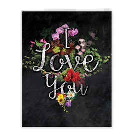 The Best Card Company, Jumbo Valentine's Day Card (8.5 x 11 Inch) - Vday Greeting Card for Valentines - Chalk And Roses Valentine's J2358DVDG