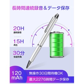 TDW Voice Recorder, Pen Type, IC Recorder, Recording Machine, Pen Type Voice Recorder, 20 Hours Continuous Recording, Lightweight, Ultra Fine, Compact, Long Time Recording, 2276 Hours of Continuous