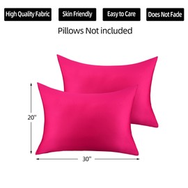 400 Thread Count Cotton Pillow Case Queen with Zipper, 30" L x 20" W, Cotton Pillow Protectors Cover- Set of 2 - Hot Pink - Pillows Not Included