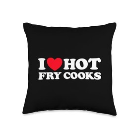 I Love Hot Fry Cooks Funny Chef Restaurant Grill Fast Food Throw Pillow