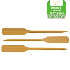 CANAPE KING Wooden Bamboo Skewers - 1000pcs Disposable Natural Bamboo Fruit Sticks Reusable Drink Stirrers Yakushi Wooden Cocktail Sticks - for BBQ Party Wedding (18cm)