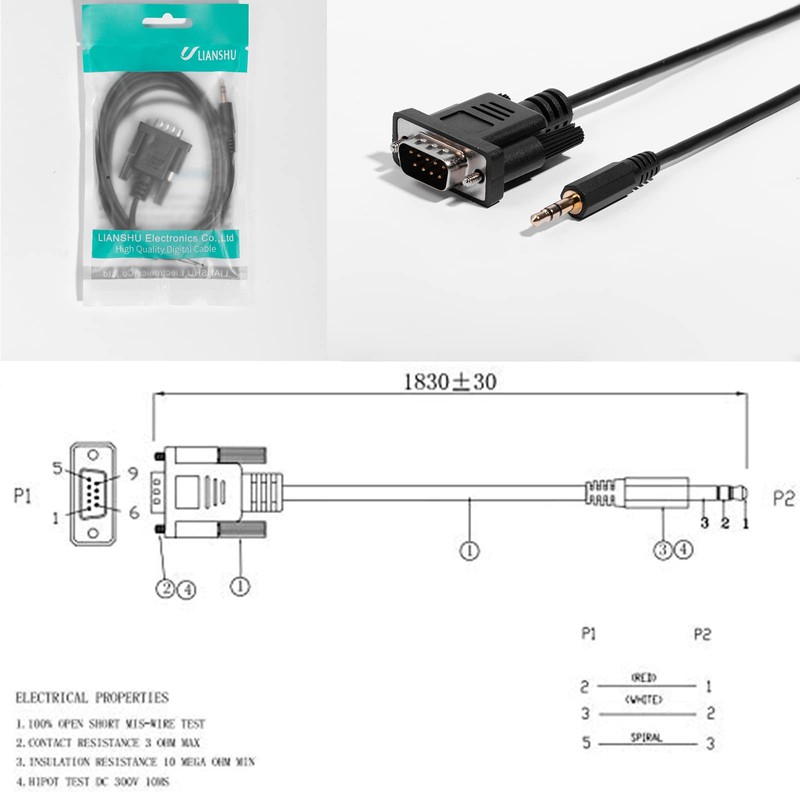 LIANSHU DB9Pin M to DC3.5mm Serial RS232 Cable 6feet DB9Pin