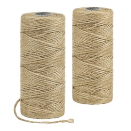 StiVerse 656 Ft Natural Jute Twine String, Twine for Crafts, Thin Hemp Jute Rope, Ornament Twine for Gift Wrapping, Packing String, Christmas Decor, Gift Tags, Wedding Decor Supply(2 Pcs)