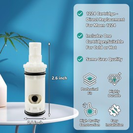 1224 1224B Faucet Cartridge Replacement Kit For Most Double Handle Moen Faucets and Tub/Showers Repair Kit,Replacement Compatible with Moen Two Handle Faucets