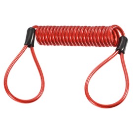 M METERXITY Disc Lock Security Steel Cable - Plastic Coated Spring Reminder Wire Anti-Theft Rope, Apply to Outdoors Protection (3.5mmx1.5m, Red)