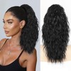 ALXNAN Claw Clip Ponytail,18 Inch Black Ponytail Extension for Women Synthetic Long Curly Wavy Clip in Ponytail Hair Extensions Synthetic Hairpiece for Daily Party Use