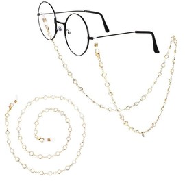 Pluzmecalm 1Pcs Gold Eyeglass Chains Crystal Glasses Elegant Chain Beaded Eye Glass Strap for Women