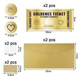 Pack of 2 vouchers to fill in yourself, golden ticket voucher scratch, voucher to fill in yourself, scratch cards, voucher cards to fill in yourself, voucher card, golden ticket