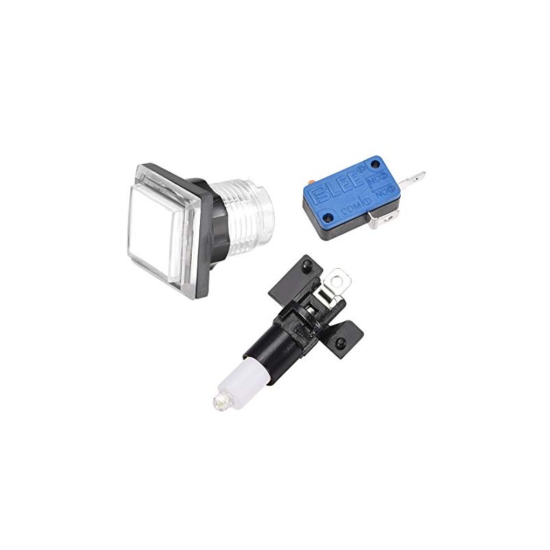 sourcing map Game Push Button 34x34 Square 12V LED Illuminated