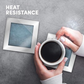 Glasuntersetzer, silberfarben, abgenutzt, dunkelblau, marineblau, glänzend, hochwertiger Untersetzer/Tischschutz für jeden Tischtyp #15511