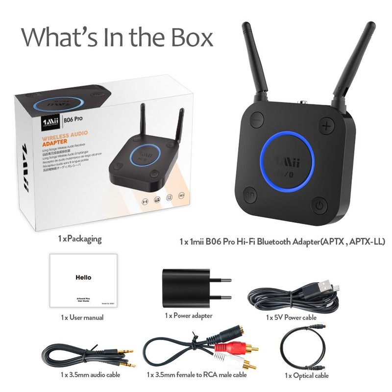 [Upgraded] 1Mii B06Pro Long Range Bluetooth Receiver, HiFi Wireless Audio