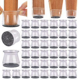 BUMACO BUMACO 40Pcs Chair Leg Floor Protectors Chair Leg Protectors for Hardwood Floors Silicone Pads Covers to Protect Floors (Universal L Clear Fit 1.3"-2")