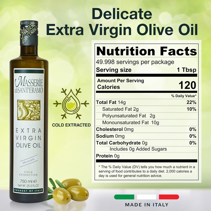 Delicate Italian Extra Virgin Olive Oil Cold Pressed - Light