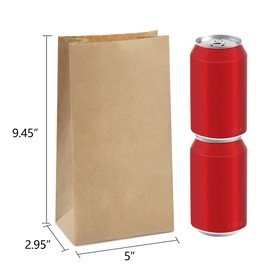 BagDream Paper Lunch Bags 4lb 100Pcs Kraft Brown Snack Bags Bulk, for Craft, Lunch, Bread, Sandwich, Candy, Treats, 5x2.95x9.45 Inches Recyclable Brown Small Paper Sacks