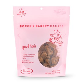 Bocce's Bakery Dailies Good Hair Dog Treats for Skin & Coat Support, Wheat-Free Dog Treats, Made with Real Ingredients, Baked in The USA, All-Natural Soft & Chewy, Salmon Recipe, 6 oz