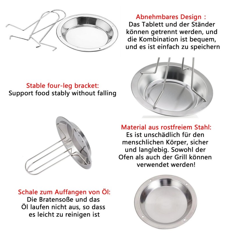 KOMUNJ Chicken Roaster Chicken Holder Grill Stainless Steel Poultry Roaster