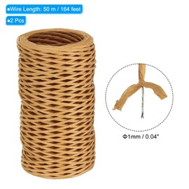 PATIKIL 164 Feet Floral Bind Wire Wrap Twine, 2 Rolls 1mm Florist Wire Iron Wire Paper Covered Vine Wrapping Binding Wire for Flower Bouquets, Brown