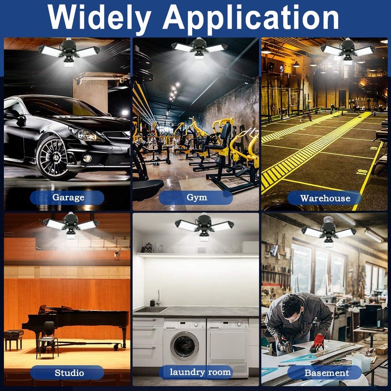 LED Garage Light, 80W 8000 Lumen Ceiling Lights with 3