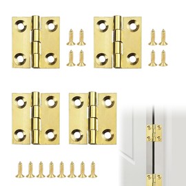 4Pcs Small Brass Hinges Sturdy Durable Small Hinge Rust and Corrosion Resistance Easy Installation Gold Mini Hinges Versatile Applications for Wooden Doors Cabinets Windows Tool Boxes