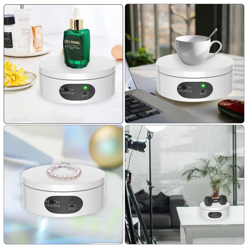 MYMULIKE Motorized Rotating Display Stand, Electric Rotating Turntable with PVC