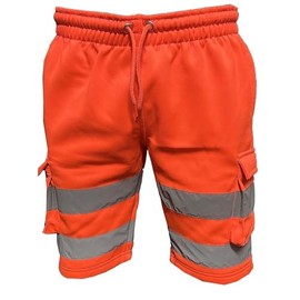 HUBIBUBI Hi Viz Combat Work Shorts High Visibility Yellow Orange Workwear High Visibility Reflective Pants Combat Cargo Shorts Safety Work Wear Short (UK, Alpha, XL, Regular, Regular, Orange)