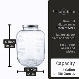 2 Gallon Mason Jar with Lid, Large Glass Jar with Wide Mouth, Big Glass Mason Jar for Kitchen, Extra Large Canning Jars, 8 Liter Glass Containers for Food Storage Candy & Kitchen Essentials