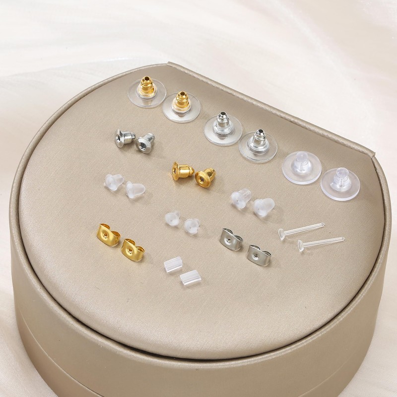 Nkwuire 12 Styles 600 Pcs Earring Backs for Studs, Clear